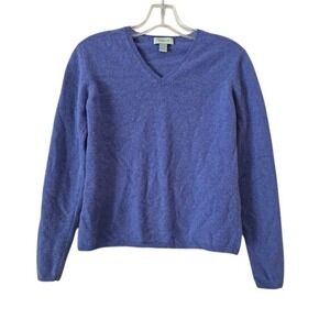 Geneva Cashmere Sweater Womens Medium Purple Blue V-Neck Long Sleeve preppy
